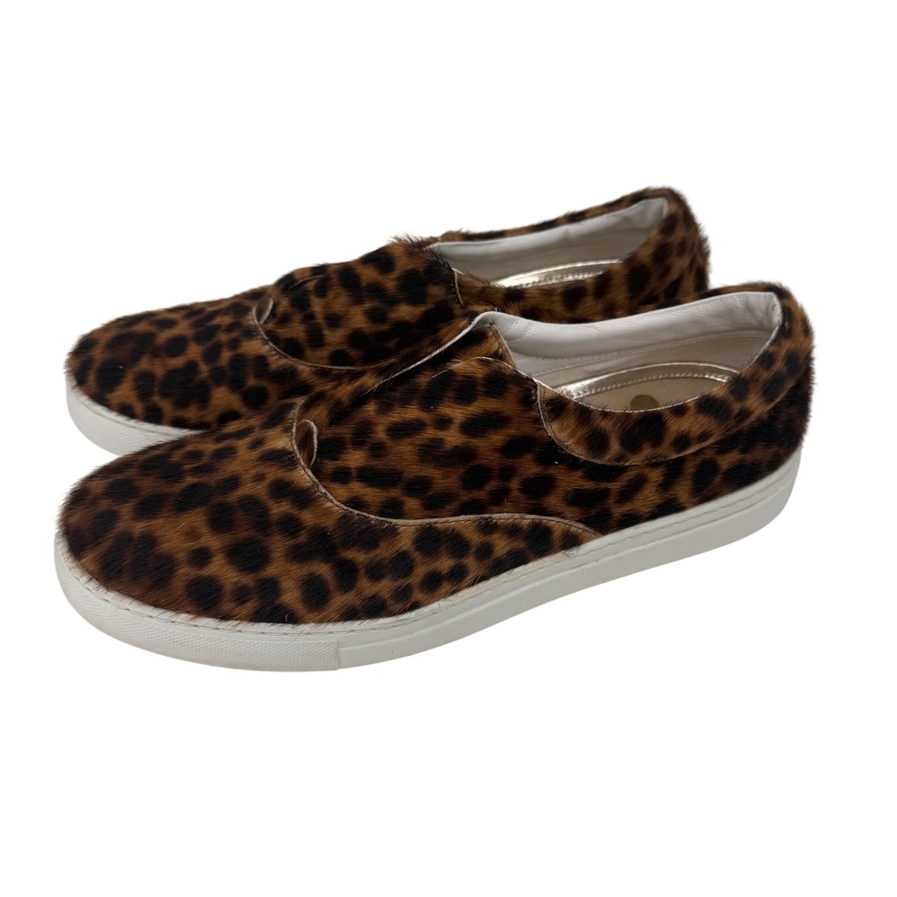 Boden Leopard Print Calf Hair Slip On Sneakers Brown Black Size 40 A0272-40
